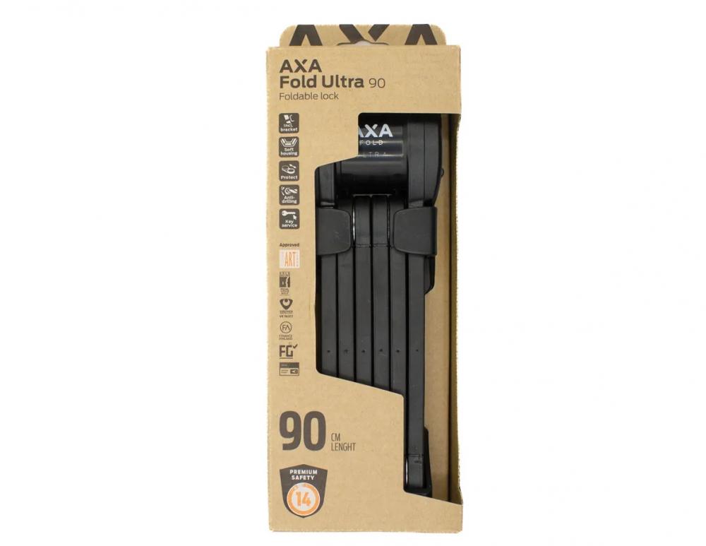AXA Faltschloss Fold Ultra 900 mm Schwarz - Hochsicheres Fahrradschloss für E-Bikes