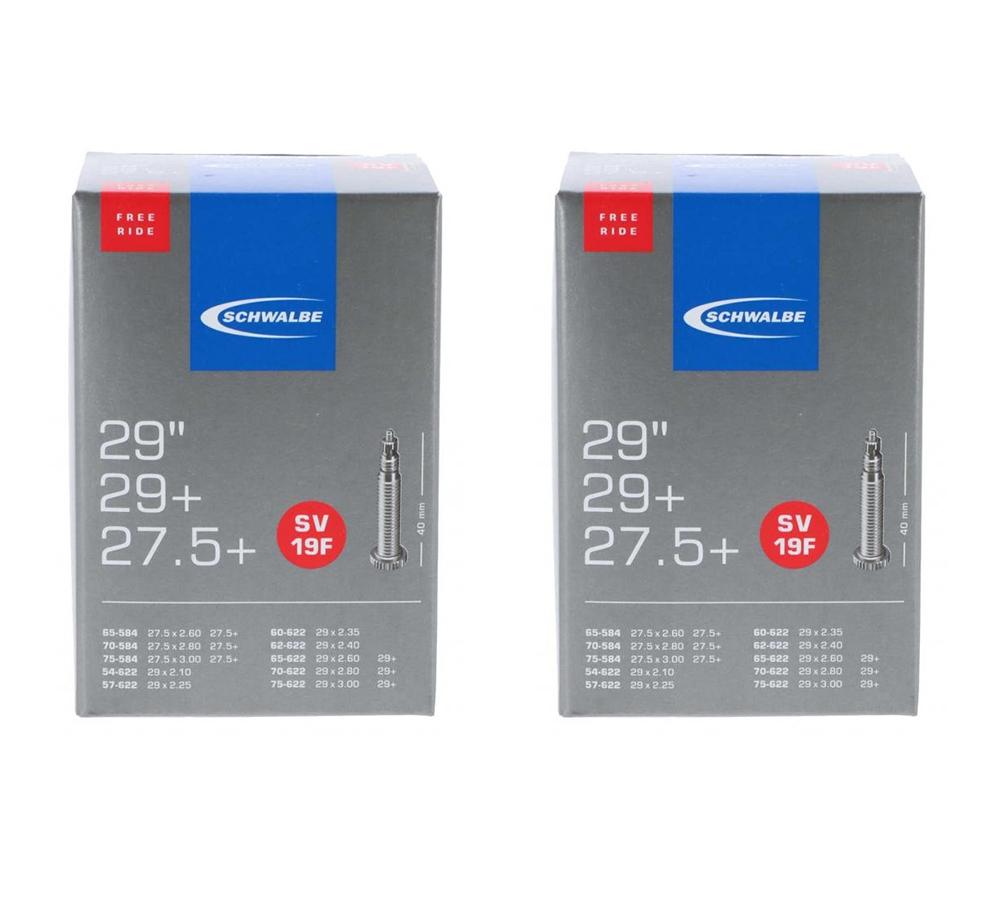 Schwalbe 2er-Set SV19F Freeride Fahrradschläuche für 27,5+ bis 29 Zoll Reifen mit Sclaverand-Ventil
