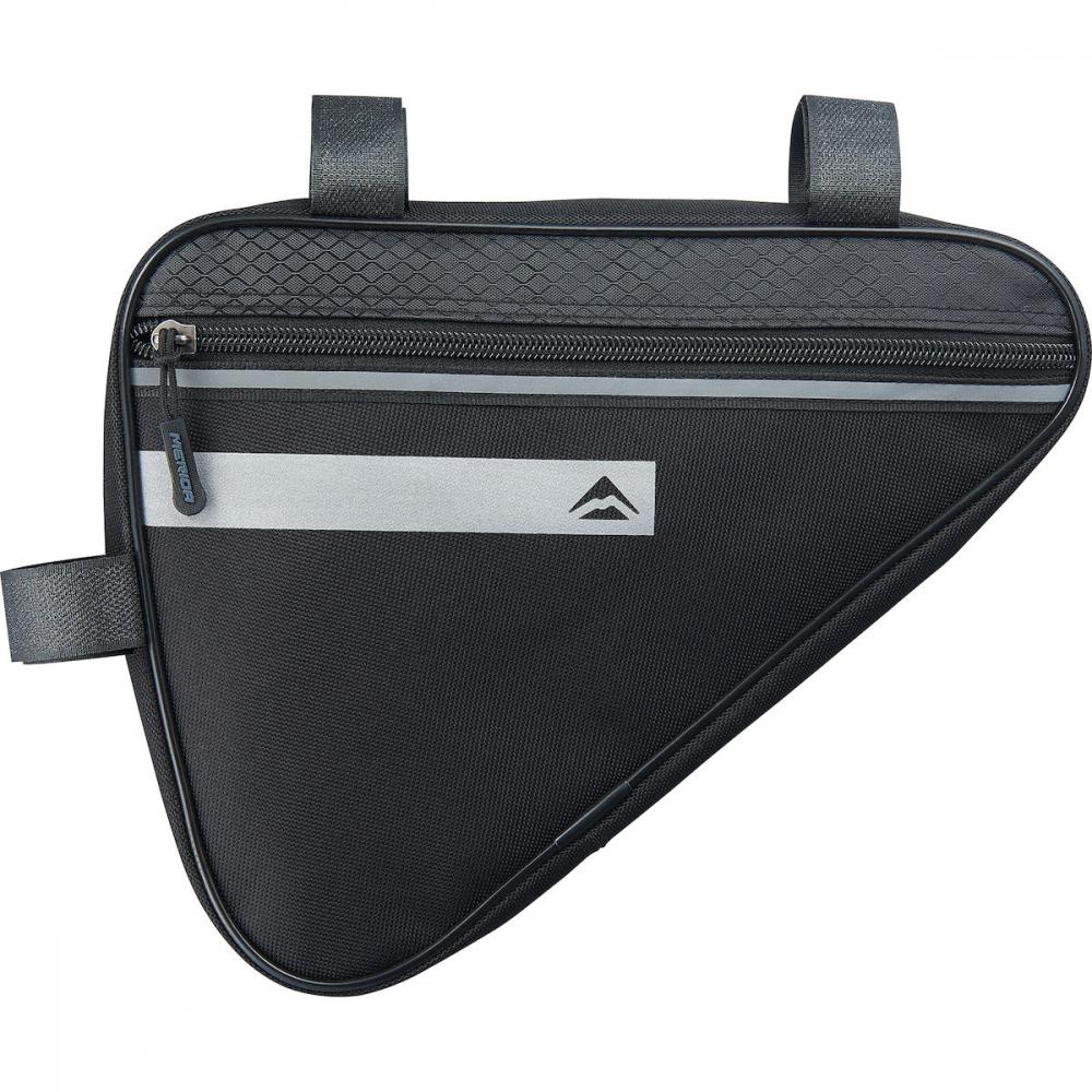 Merida Rahmentasche TRIANGLE STRIPE 3 Liter Schwarz/Grau - Wasserabweisende Fahrradtasche mit Klettverschluss
