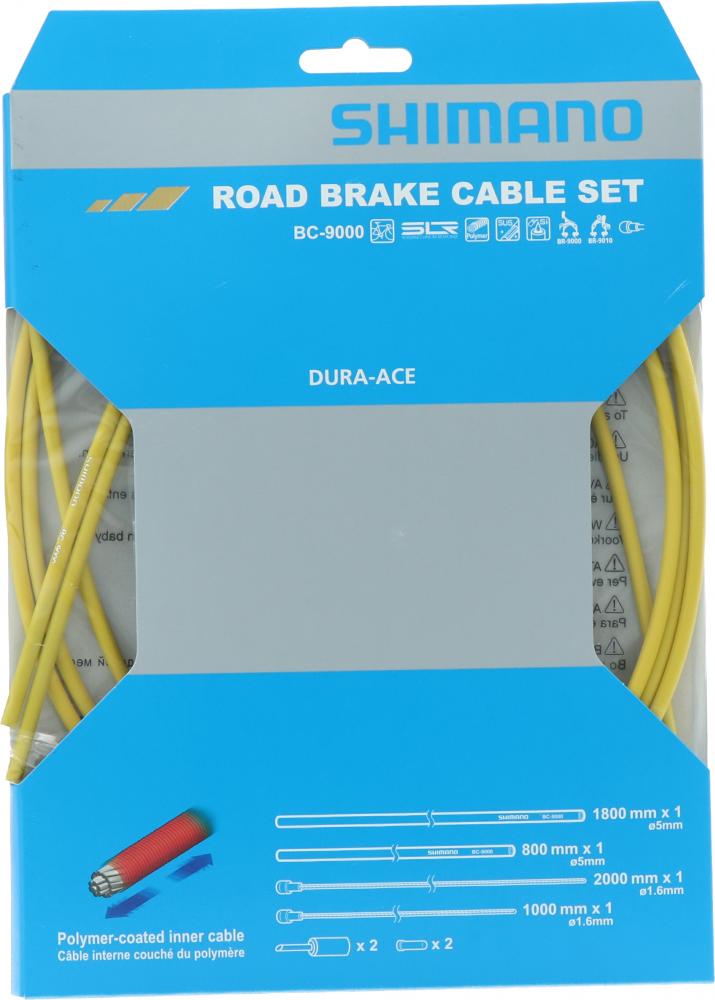 Shimano Dura-Ace Road Bremszug-Set gelb, polymerbeschichtet für Rennrad-Performance.
