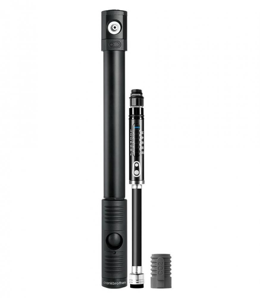 Crankbrothers Klic HP Handpumpe-CO2-Pumpe analoges Manometer inkl. Rahmenhalter Midnight Edition schwarz