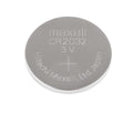 Maxell CR2032 Lithium 3V Knopfzelle Batterie, silber, mit Aufschrift auf weißem Hintergrund.