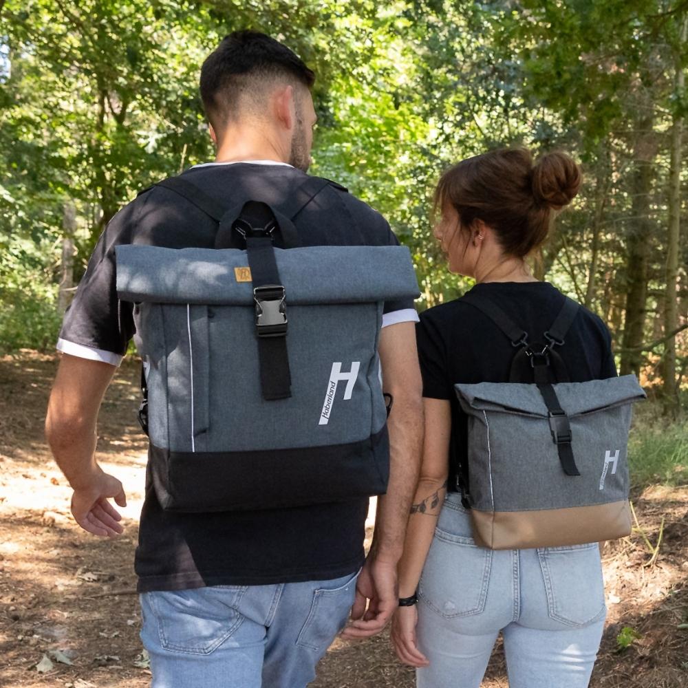 Haberland Lenker-Bike-Rucksack Keep Rollin' grau - flexible Rucksack-Lenkertasche mit KLICKfix