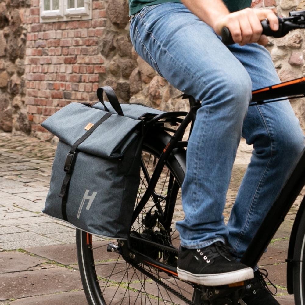 Haberland Einzeltasche Melan I 4 nature anthrazit/reflex - nachhaltige Gepäckträgertasche neueste Version
