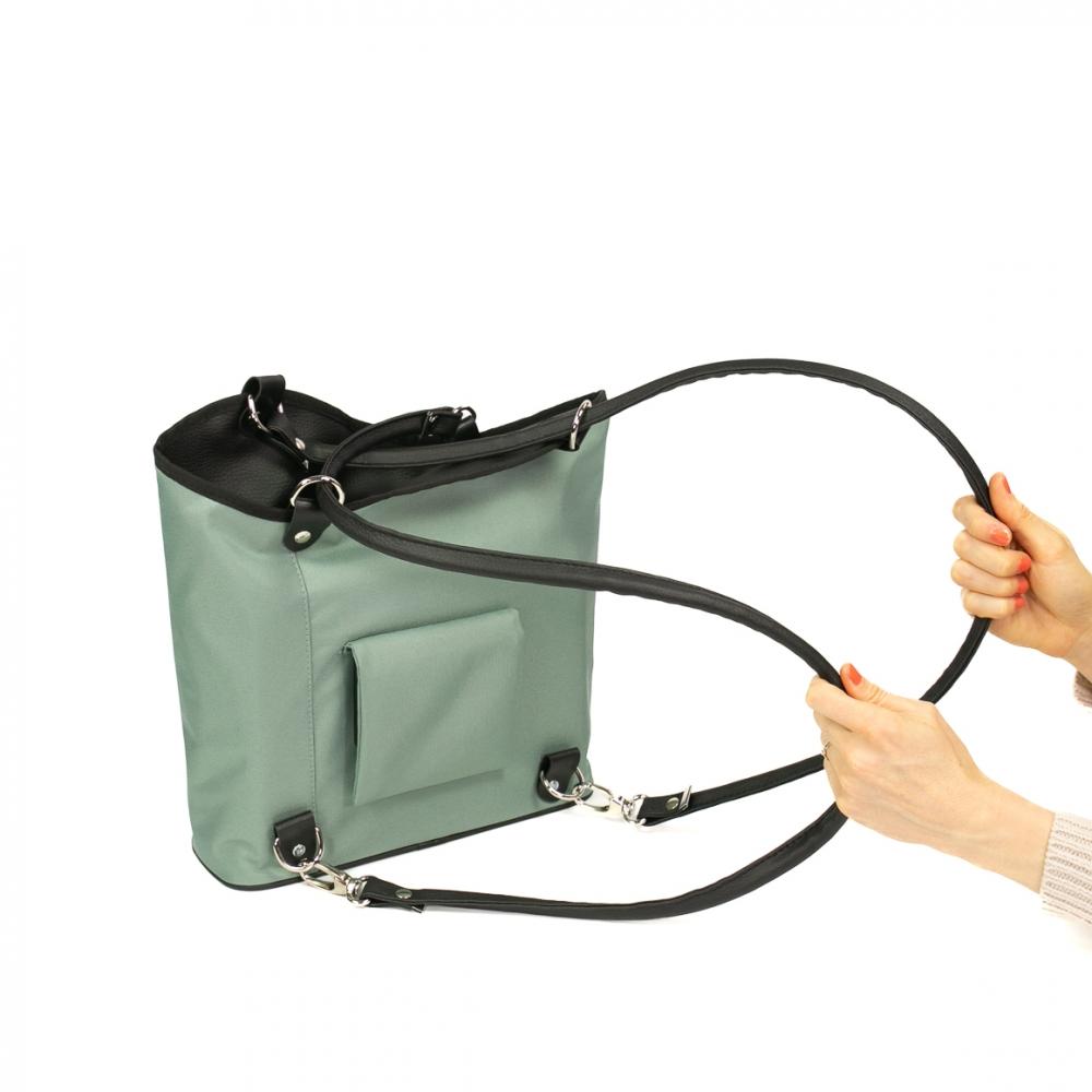 Haberland Lenkertasche Melanie salbei/schwarz - clevere Rucksack-Lenkertasche für Alltag und Tour
