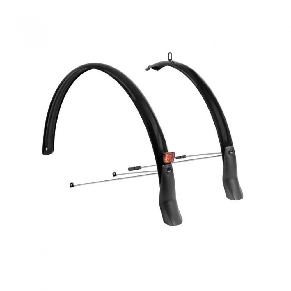 XLC Schutzblechset MG-F05 28\" 46mm schwarz  robustes PET-Material, Edelstahlstreben, integrierter Reflektor, Sicherheitsauslösesystem, ideal für Trekking- und Citybikes.