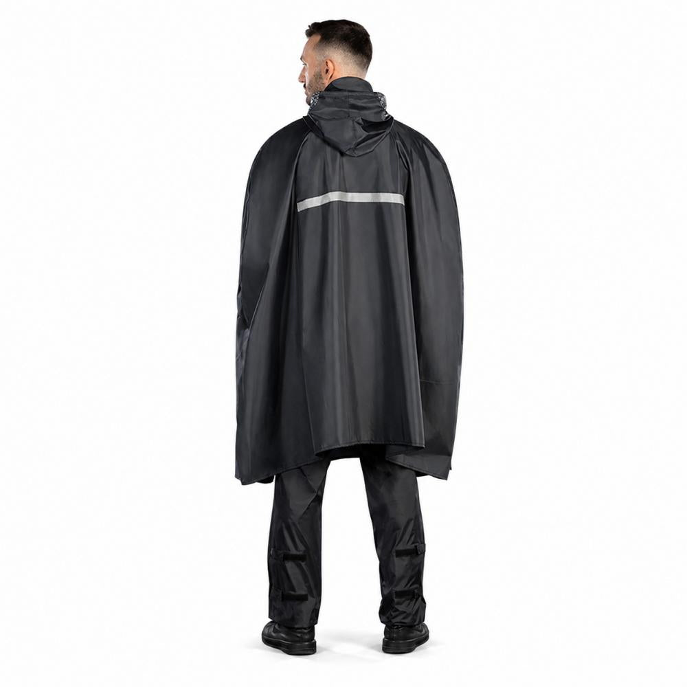 CHIBA Regenponcho - wasserdicht, winddicht, M/L, schwarz, reflektierend