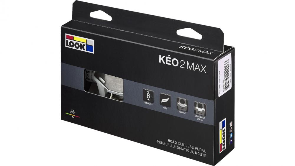 LOOK Rennrad Klickpedal Kéo 2 Max white, Composite Körper, Chromoly-Plus Achse, Edelstahl Kontaktfläche, einstellbare Auslösetension 8/12 Nm, inkl. graue Kéo Grip Cleats