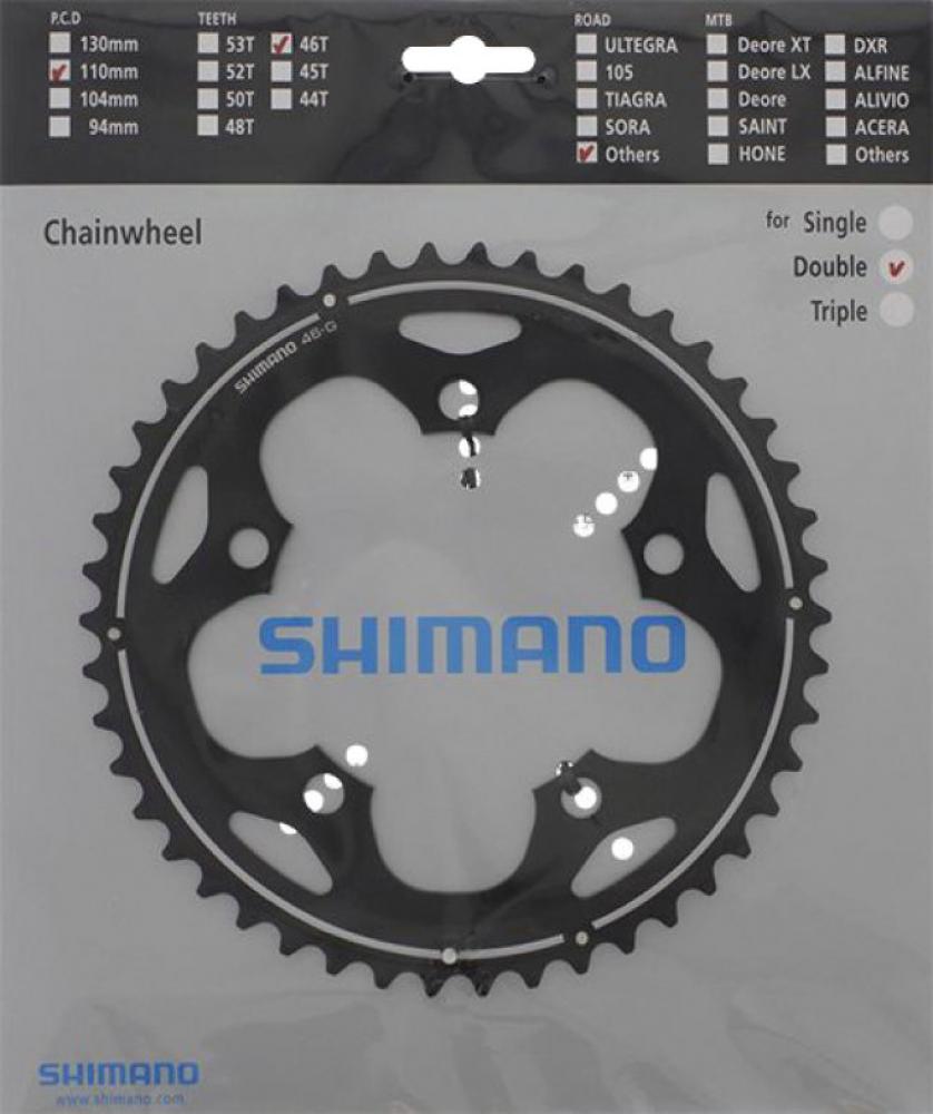 SHIMANO Kettenblatt FC-CX50 46 Zähne Schwarz - präziser Antrieb für Cyclocross und Straßenräder