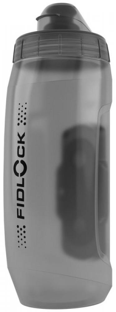 Graue, ergonomische, auslaufsichere Fidlock TWIST 590ml Trinkflasche für Fahrräder mit magnetischem Haltersystem.