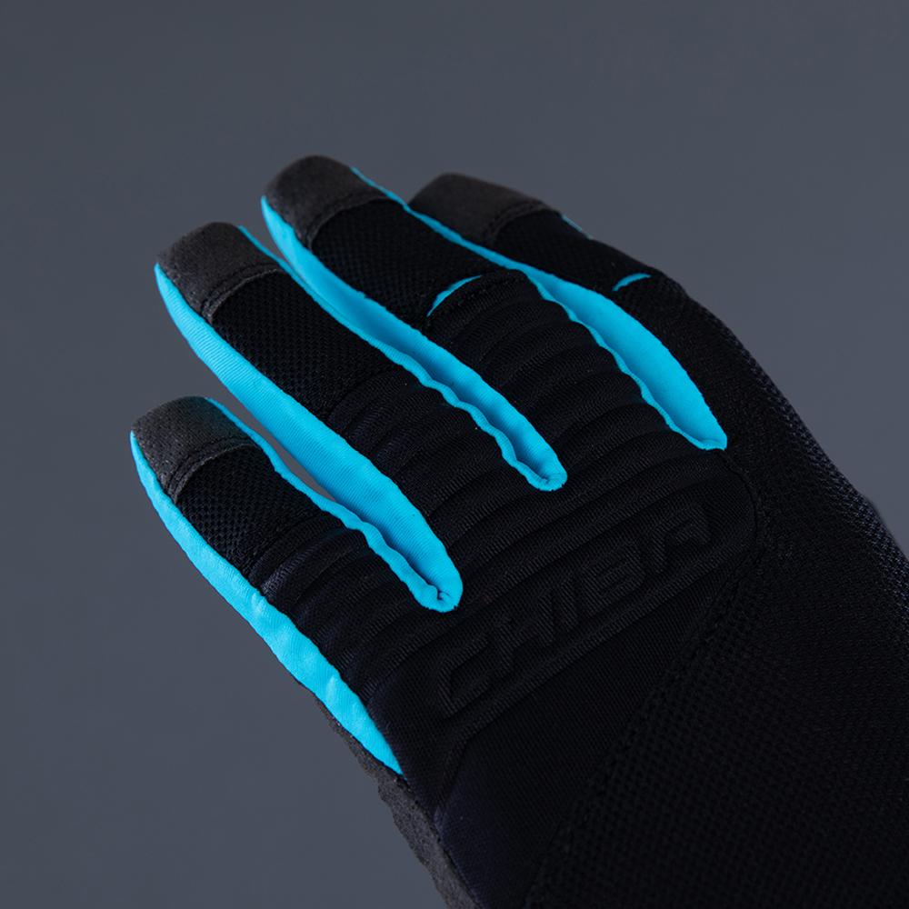 CHIBA Blade - Radhandschuhe kurz, schwarz/türkis, Touchfinger, Ulnar-Nerve Protection, Gr. M
