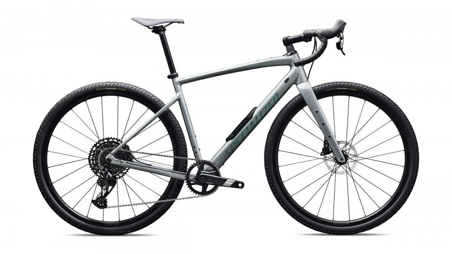 Specialized Diverge 4 Comp Alloy Gravelbike - Größe 58, Satin Shadow Silver Fjord, E5 Aluminium, SRAM Apex Eagle 1x12, Future Shock 3.1