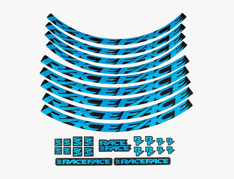 Race Face Laufrad Decal Set, XL, neon blau - stylisches Upgrade für dein Laufrad
