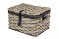 Basil Dijon L Vorderradkorb aus Rattan, grau/schwarz, grobmaschig, mit Deckel.