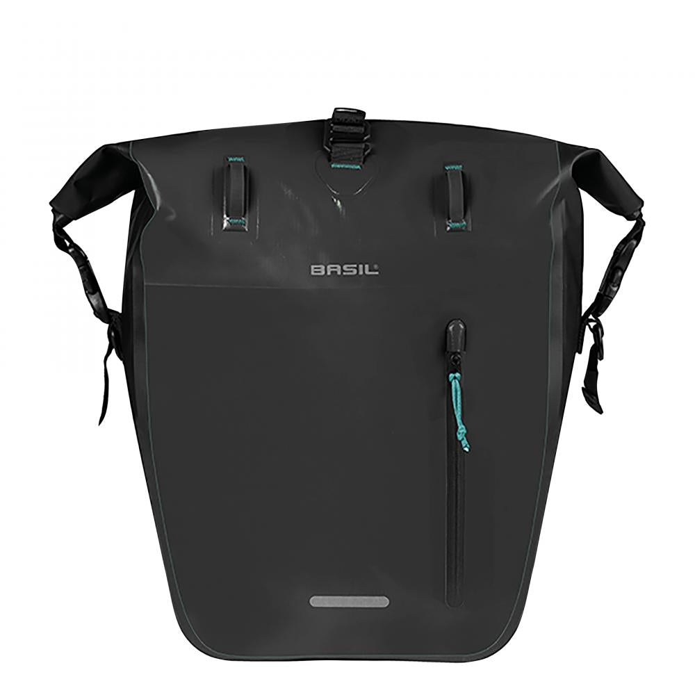 Basil Einzeltasche Rivo L schwarz 25-31L - Fahrradtasche mit MIK Hooks, wasserabweisend, große Hinterrad-Einzeltasche