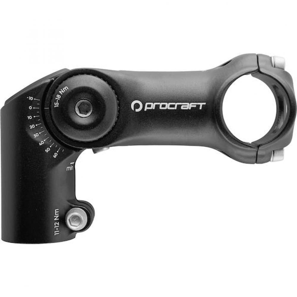 Procraft Vorbau Adjustable Pro -10° bis 60° / 31,8 mm Schwarz - Verstellbarer Ahead-Fahrradvorbau