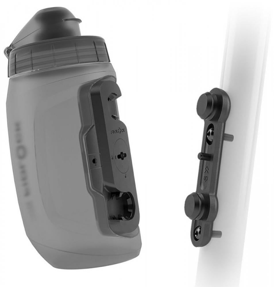 Fidlock TWIST Bottle 450 ml mit Bike Base  kompakte, magnet-mechanische Trinkflasche für enge Fahrradrahmen, BPA-frei, spülmaschinengeeignet, inklusive Staubschutzkappe