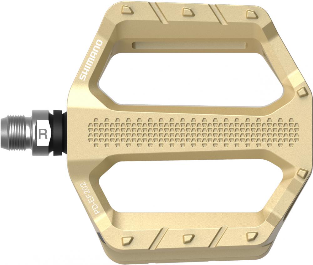 SHIMANO Pedal PD-EF202 Gold Flat - robuste Plattformpedale für sicheren Grip im Alltag