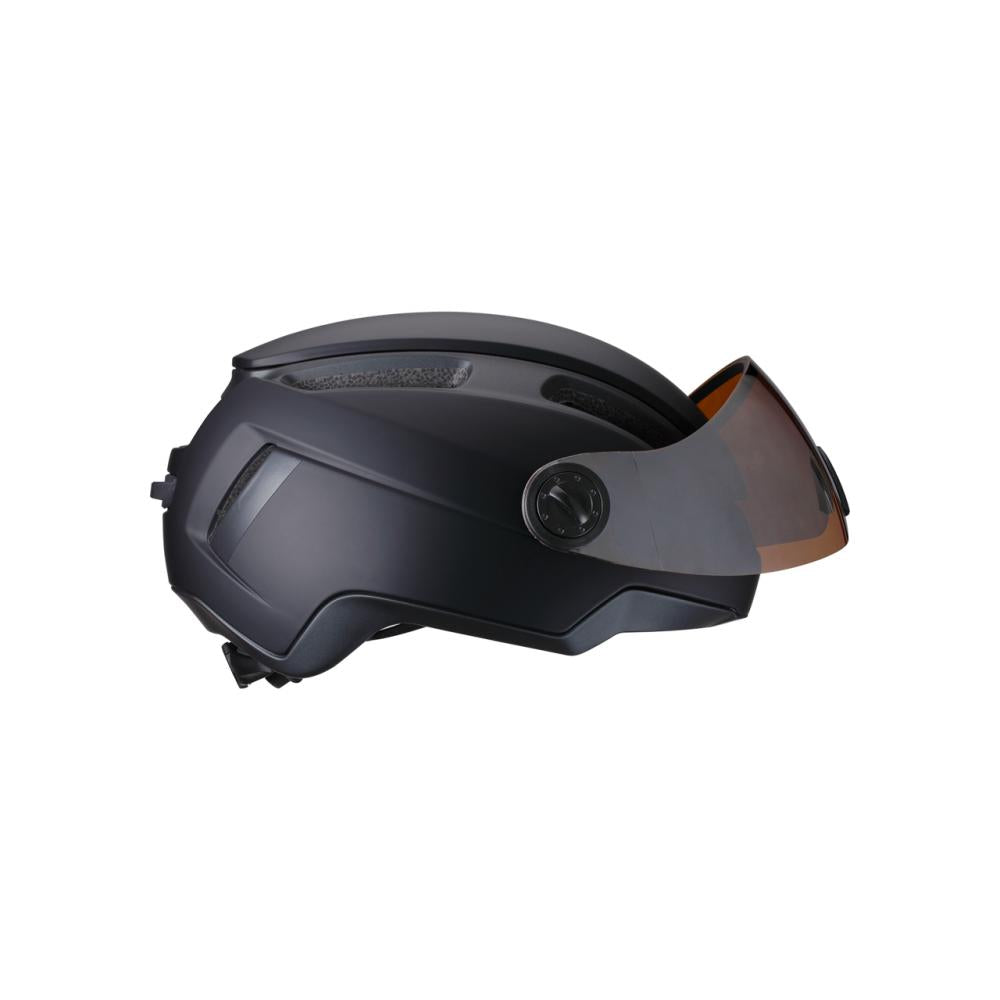 BBB Cycling Helm Indra Faceshield Smoke Mirror Lens M matt schwarz - sicherer E-Bike-Cityhelm