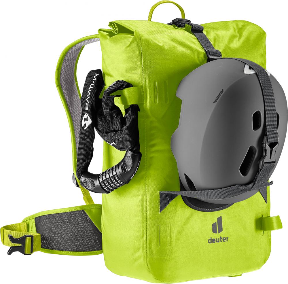 Deuter Amager 25+5 Fahrradrucksack Citrus, wasserdicht, ergonomisch, 25+5 Liter, mit Helm & Schloss.
