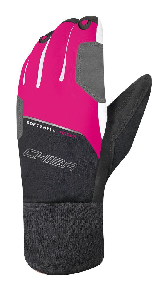 CHIBA Softshell Finger - Radhandschuhe pink/weiß, Größe 6,5, winddicht & atmungsaktiv