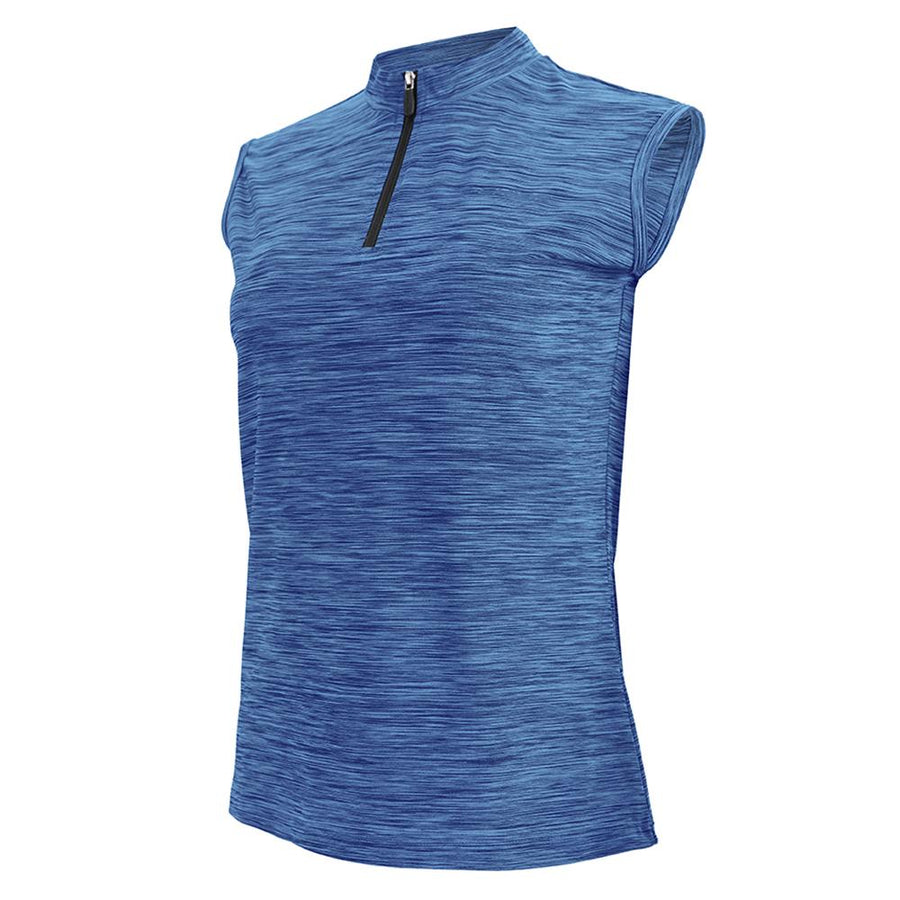 CHIBA Lady Melange Shirt Sleeveless - ärmelloses Radtrikot marine XL, atmungsaktiv, 3 Rückentaschen