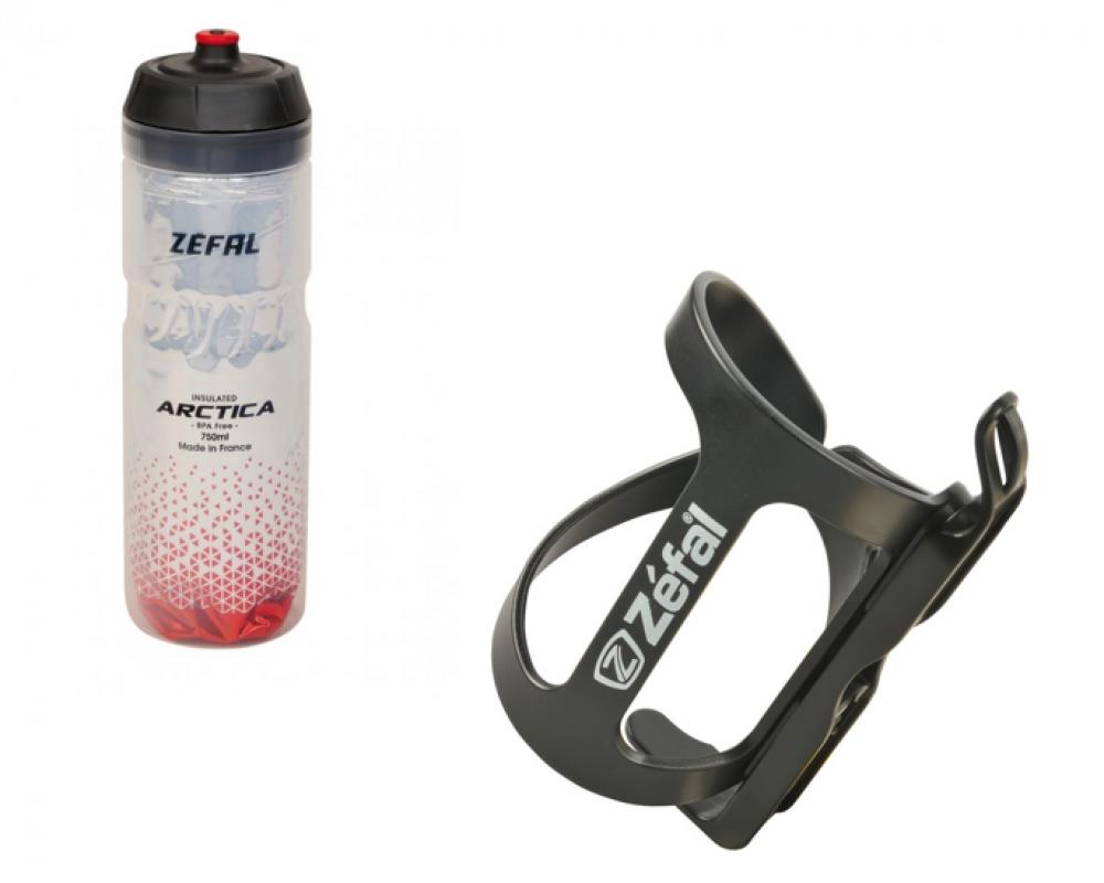 Zefal Trinkflaschenhalter WIIZ schwarz mit Zefal Isolierflasche Arctica 750ml rot