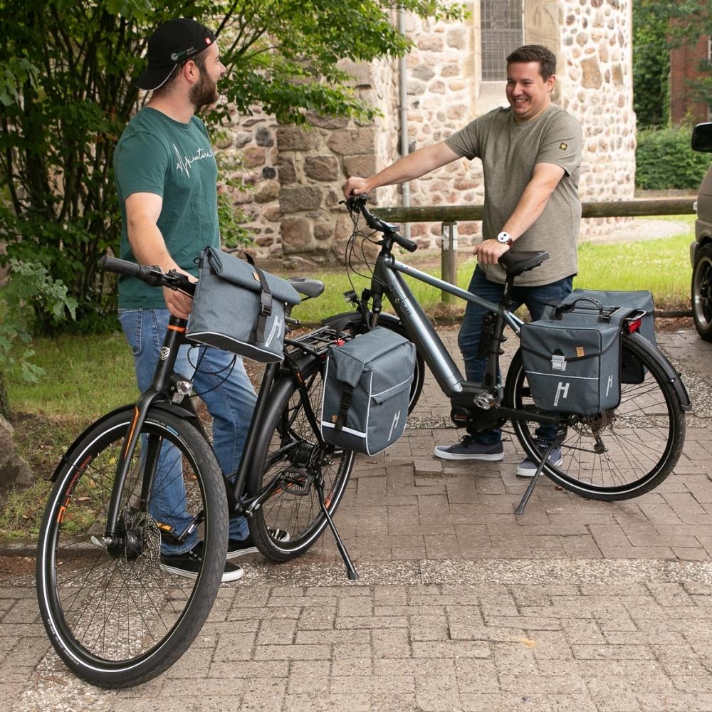 Haberland Doppeltasche 31l eMotion 4 nature anthrazit/reflex - nachhaltige Fahrrad-Gepäcklösung