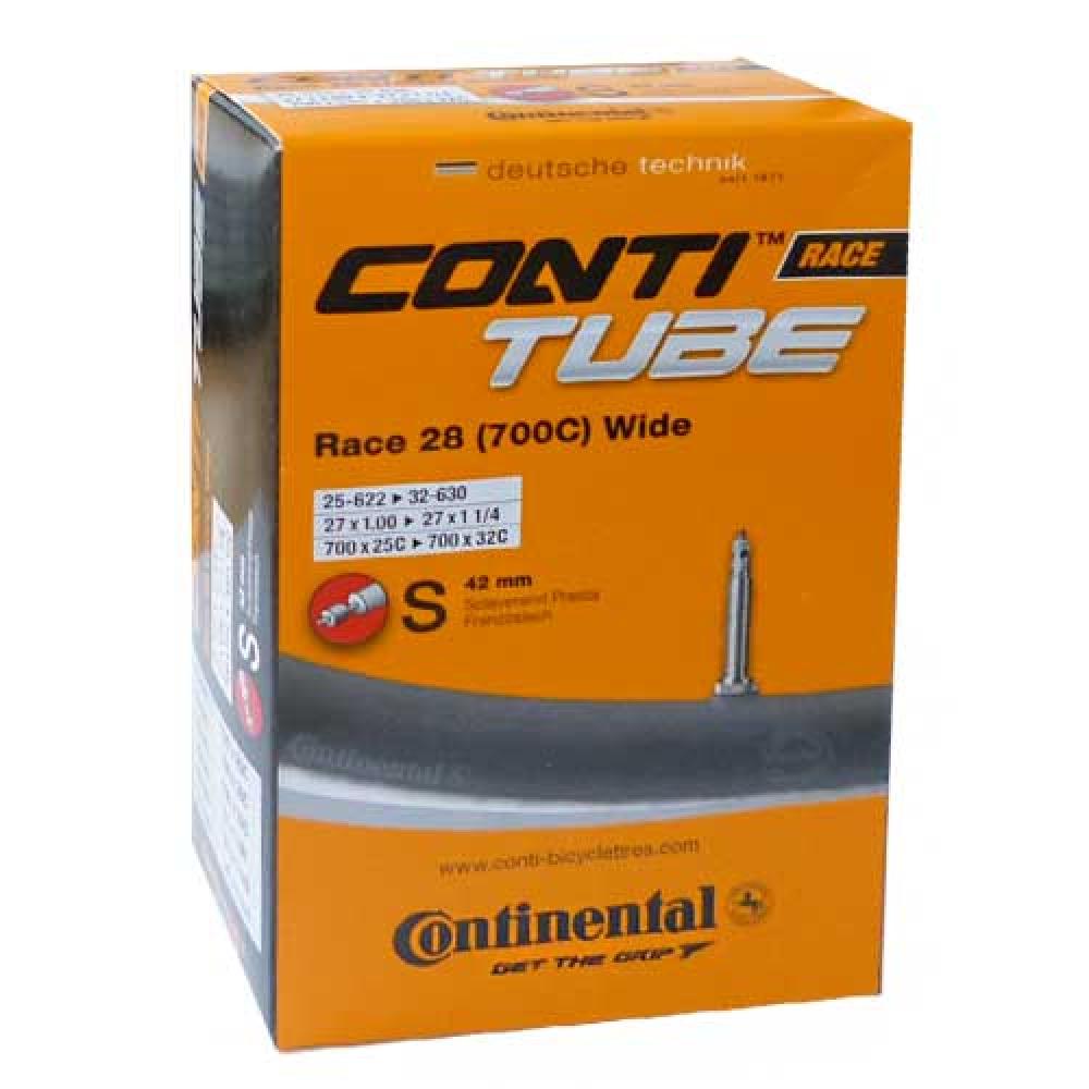 Continental Schlauch Conti Race 28 Wide 28 Verpackung mit 42mm Presta Ventil für 700C/28 Zoll Reifen.