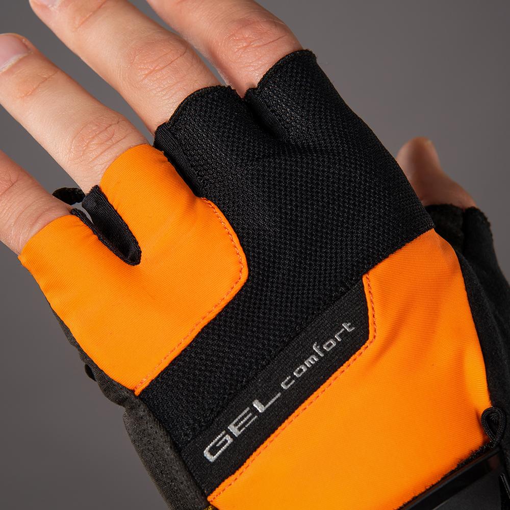 CHIBA Gel Comfort - Radhandschuhe XS schwarz/orange mit Poron-Gelpolsterung
