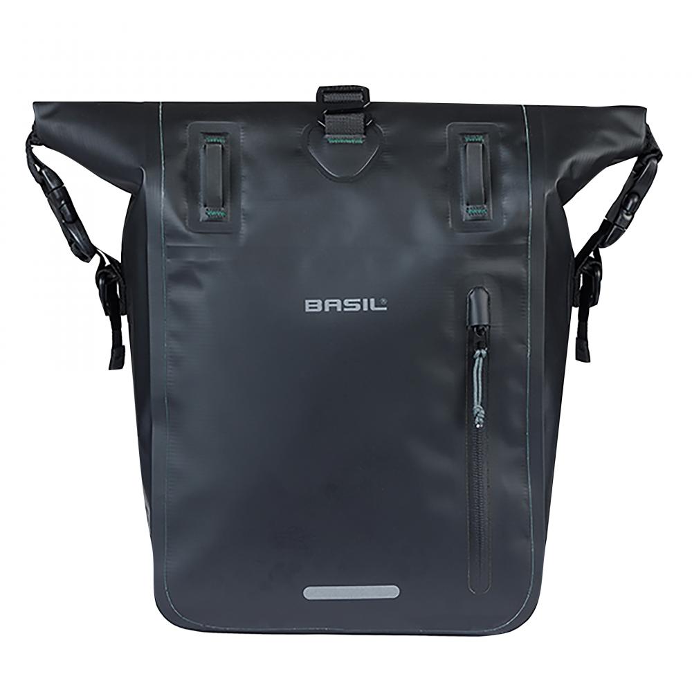 Basil Rivo M Einzeltasche schwarz 12-15L - Fahrradtasche mit MIK Hooks, wasserabweisend, praktische Innenfächer