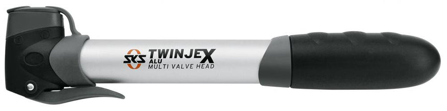 SKS Twinjex Alu Base-Line Fahrradpumpe - 10 bar, Multi Valve für alle Ventilarten, ergonomischer Griff, leichtes Aluminium, 252 mm Länge, ideal für unterwegs