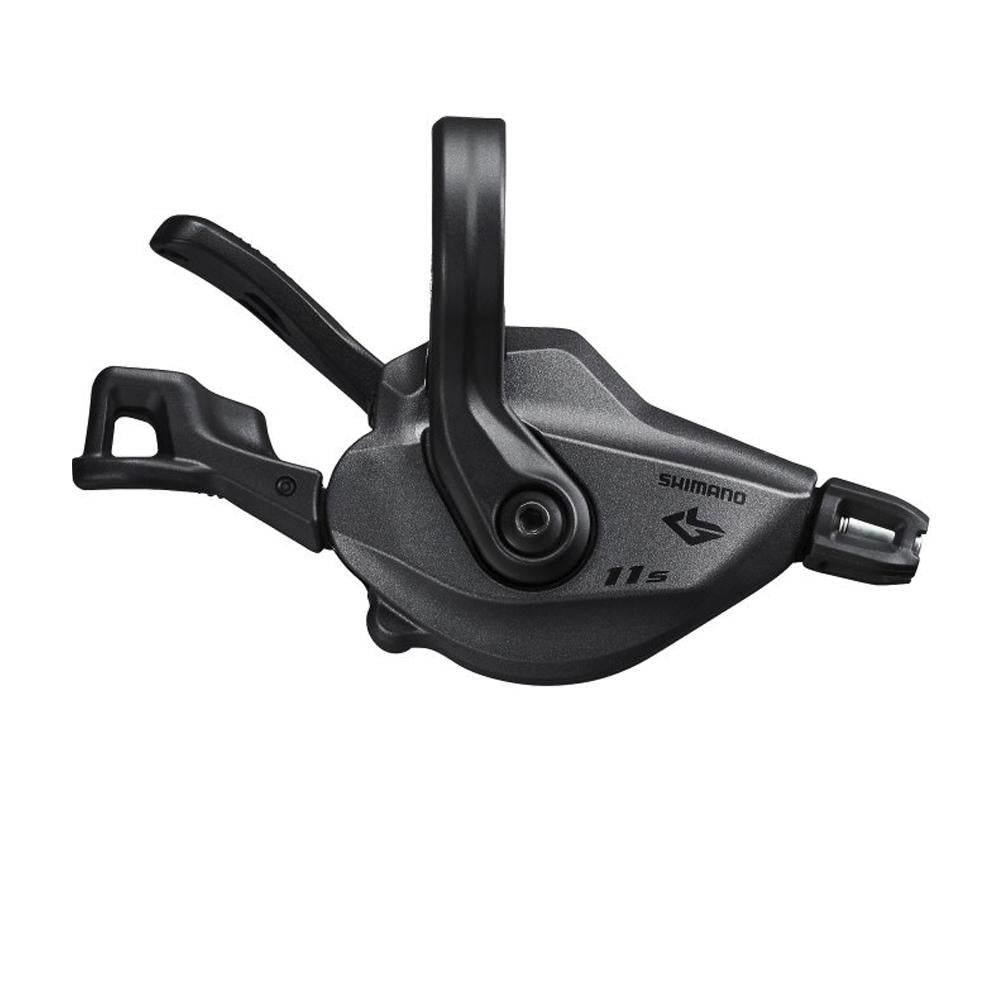 Schwarzer Shimano Deore XT SL-M8130 11-fach Mountainbike-Schalthebel mit Schelle.