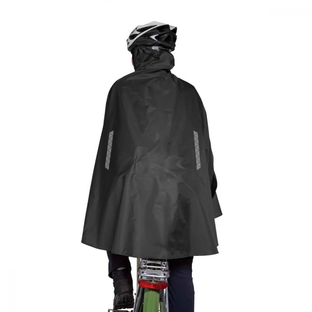 TATONKA Bike Poncho black Größe S - wasserdichter Fahrrad-Poncho aus recyceltem Polyester mit Sichtfenster, Reflektoren & Packbeutel