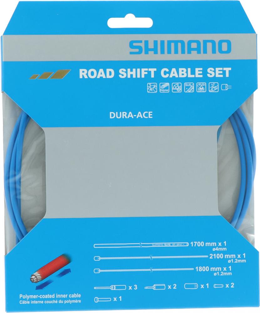 SHIMANO Schaltzug-Set Road polymerbeschichtet - präzise Schaltperformance, Blau