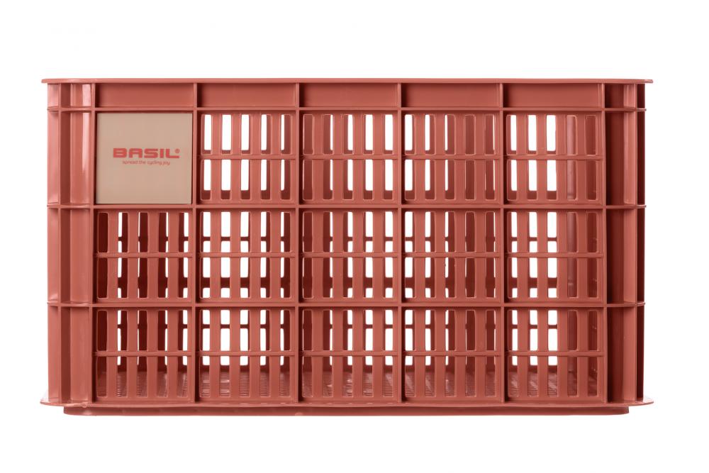 Basil Fahrradkiste Crate L terrarot, stabile Kunststoffbox für Gepäckträger, 40 Liter Volumen, Basil Logo.