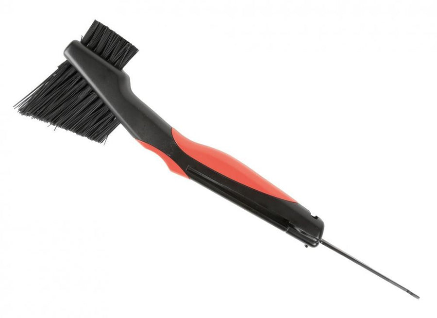 Zefal Bürste ZB Clean rot/schwarz für effektive Fahrradreinigung mit Borsten und integriertem Schmutzkratzer.