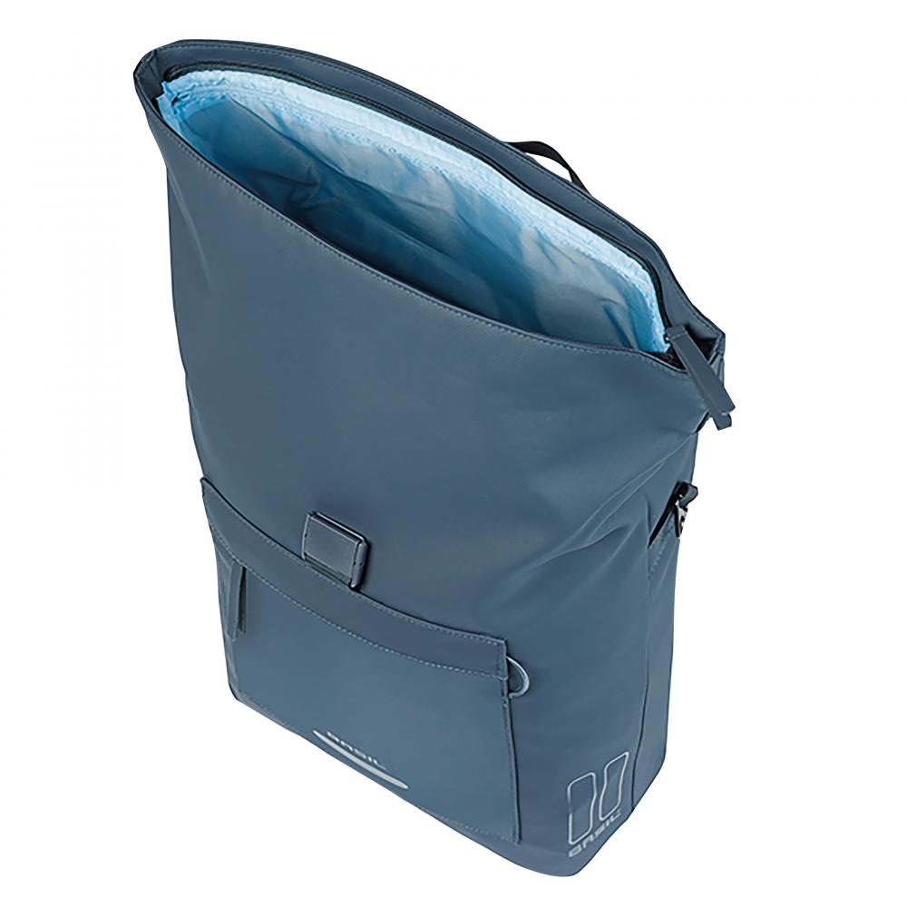 Basil Brooklyn MIK Hooks 17 Liter recycelte PET wasserdichte Schulter-/Fahrradtasche mit 16 Zoll Laptopfach & Helmbefestigung