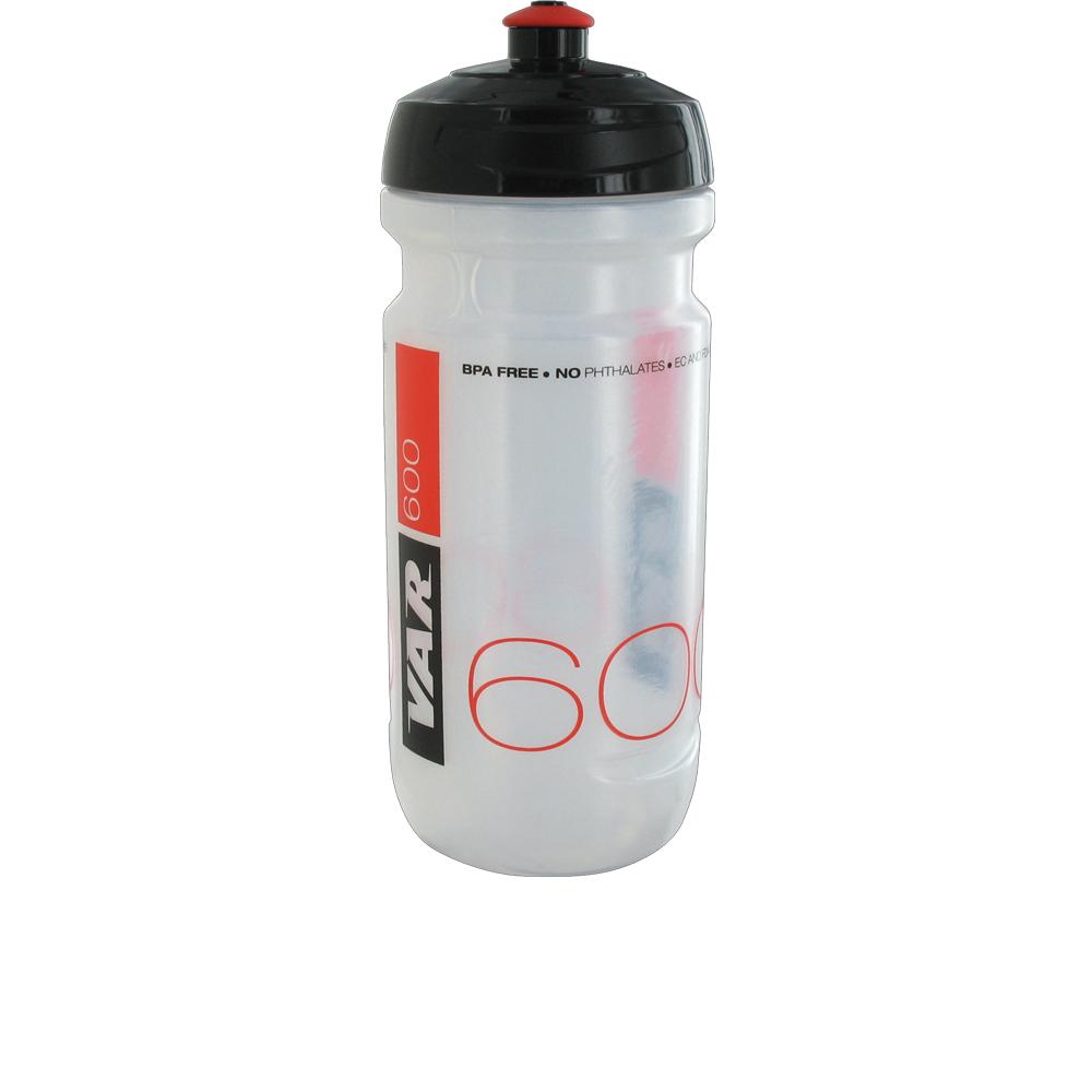 VAR Trinkflasche 600 ml transparent-rot - BPA-freie Sportflasche für Radfahrer