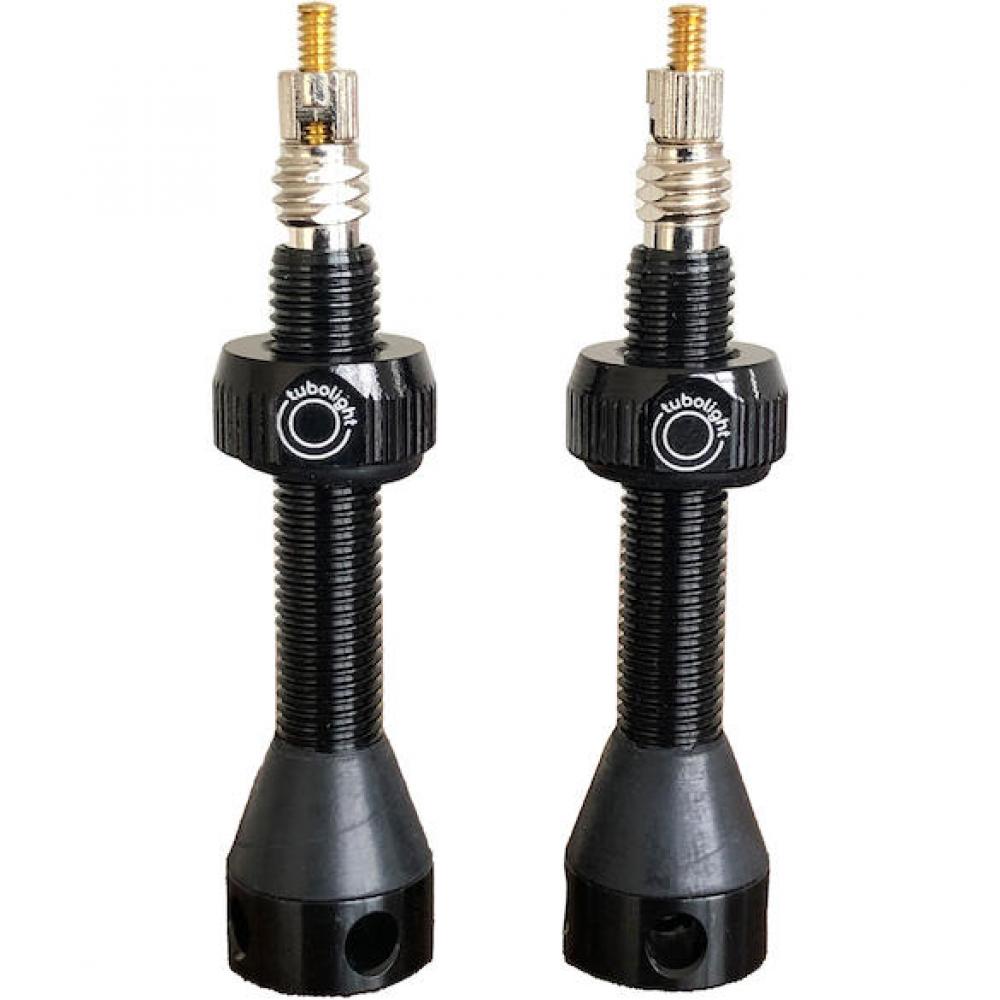 Tubolight Tubeless-Ventile Aluminium schwarz 40 mm Schwarz - optimale Luftzufuhr für Tubeless-Systeme