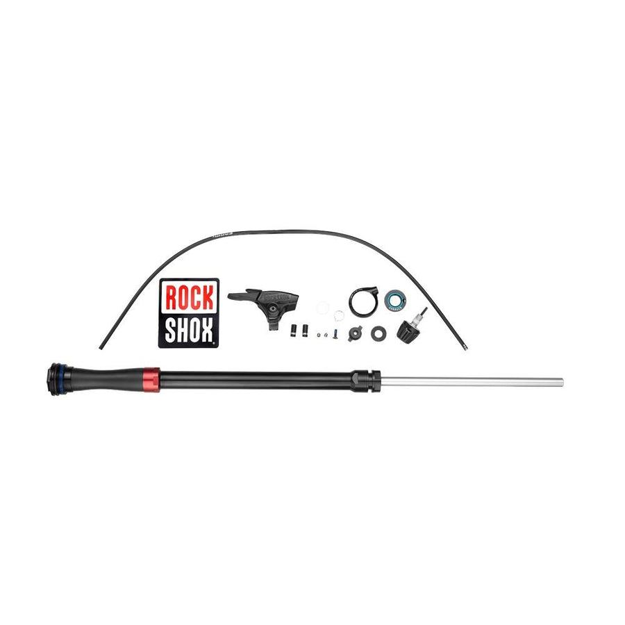 RockShox Dämpfer Upgrade Kit ChargRLC 2017+ mit Kartusche, Remote-Hebel und Montagezubehör.