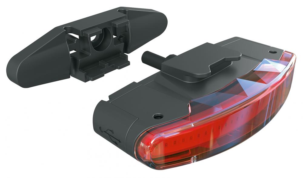 SKS INFINITY UNIVERSAL REARLIGHT: Flaches StVZO LED-Fahrradrücklicht, USB-C aufladbar, für Gepäckträger/Sattelstütze.