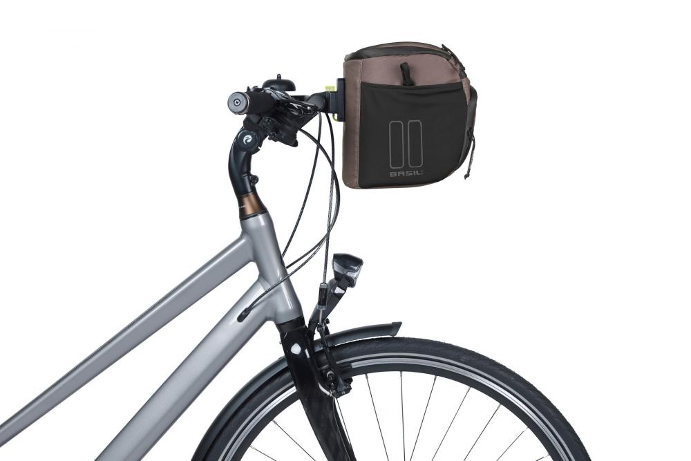 Basil Move Lenkertasche KF 7-8 Liter - braun, wasserabweisend mit Smartphone-Fach & Adapterplatte