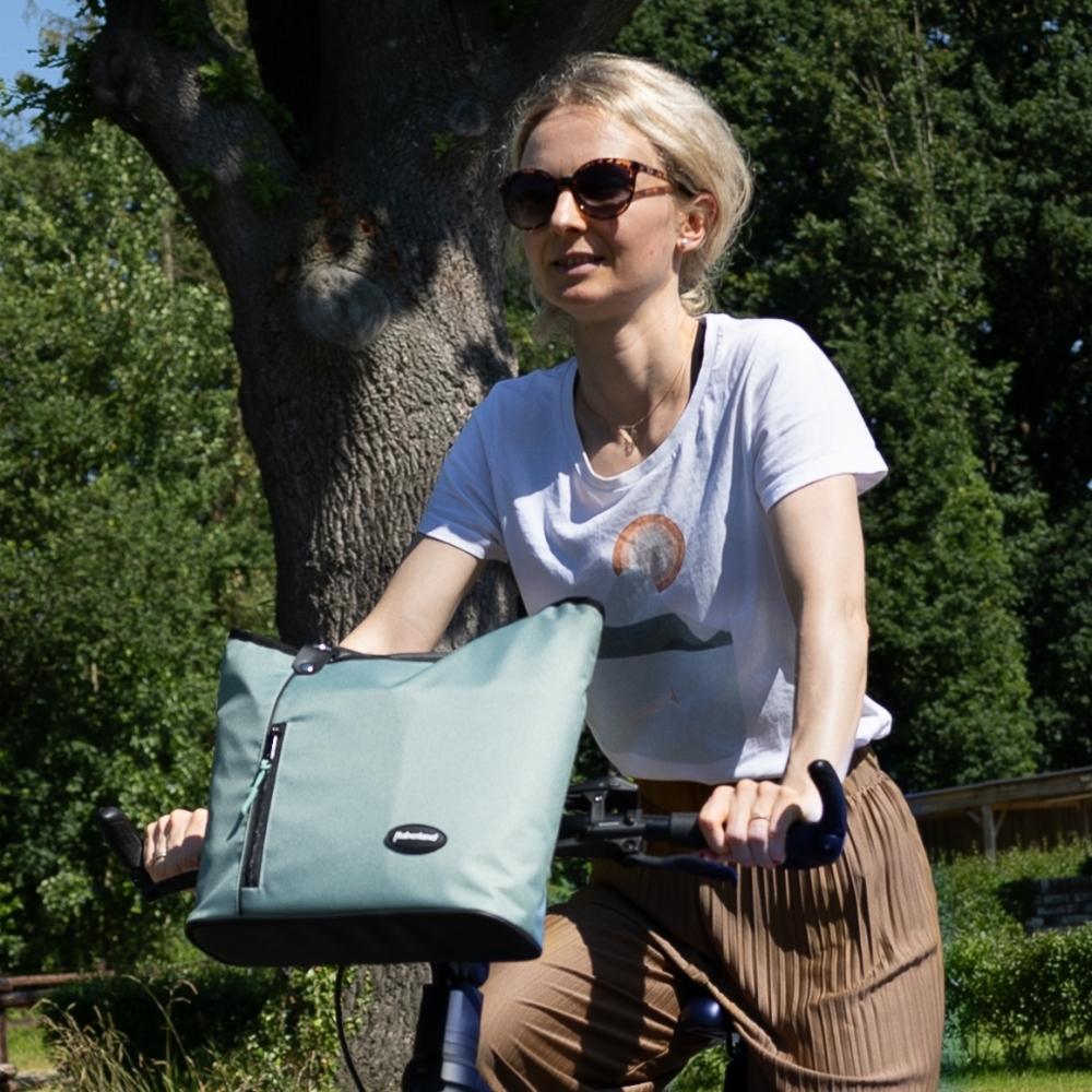 Haberland Lenkertasche Melanie salbei/schwarz - vielseitige Rucksack-Lenkertasche mit KLICKfix