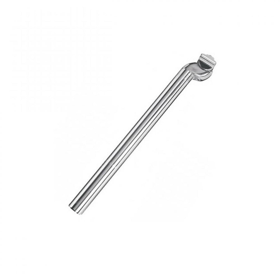 Silberne Ergotec Patentsattelstütze Ø 29,6 mm, 350 mm Länge, aus AL6061 Aluminium für Fahrräder.