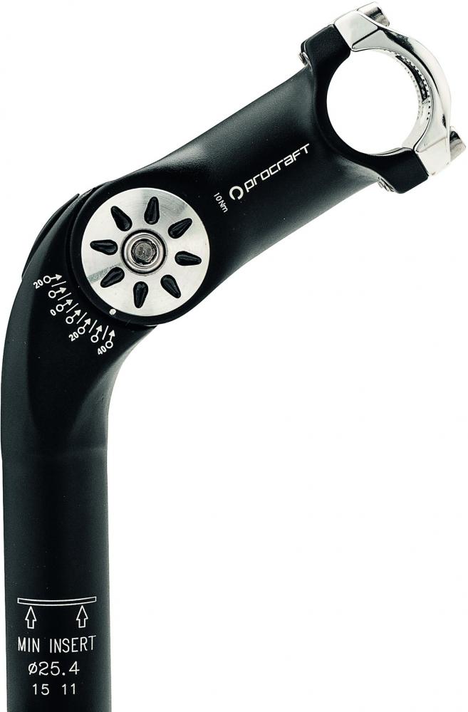 Procraft Schaft-Vorbau 1 1/8" 25,4 mm verstellbar -20° bis +40° - Schwarz