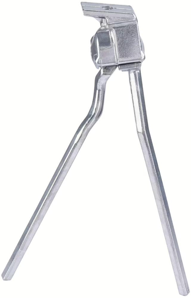 Silberner PLETSCHER Zweibeinständer aus Aluminium für 28 Zoll Fahrräder, verstellbar bis 35 kg Belastung.