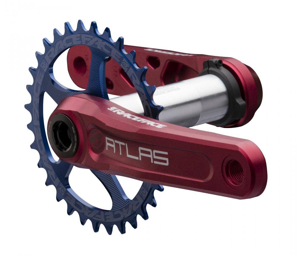 Race Face Atlas Kurbel, 170mm, 68/73mm, 30mm, rot - robuste MTB-Kurbel für aggressive Trails