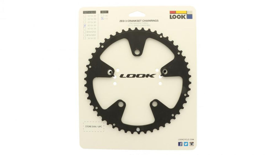 Look ZED3 Kettenblatt 50 Zähne 110 BCD für 36 Zähne Innenblatt - CNC Aluminium, kompatibel mit Look ZED3 Kurbeln