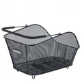 Schwarzer Basil Icon M MIK feingmaschiger Stahl-Hinterradkorb mit Soft-Grip-Henkel, bis 10kg Traglast.